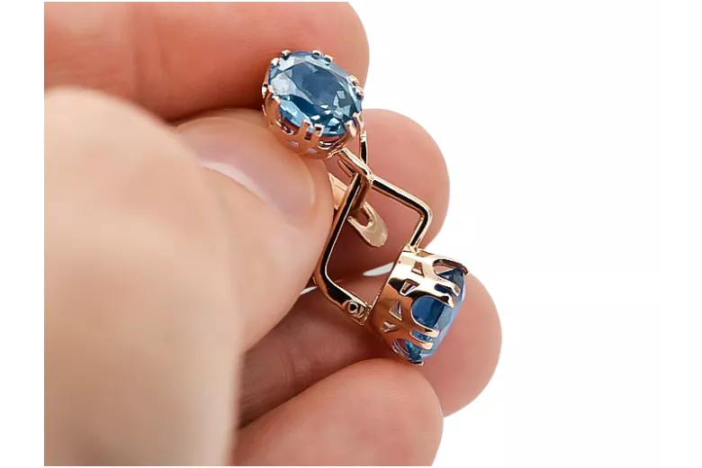 Σκουλαρίκια Vintage Aquamarine από ροζ χρυσό 14 καρατίων vec016r